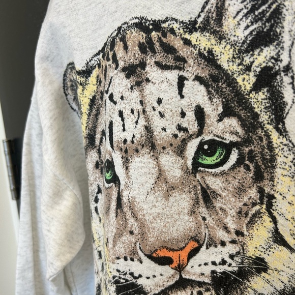 Vintage “Locker Shop” wayyy oversized mock neck leopard sweatshirt excellent con - Picture 8 of 14